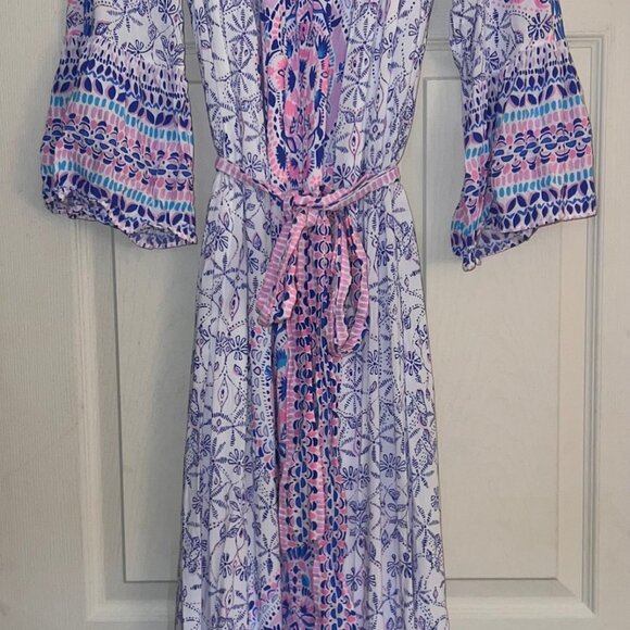 Lilly Pulitzer ABIGALE OFF THE SHOULDER MIDI DRESS-Size M- White Time To Shine - Picture 6 of 10